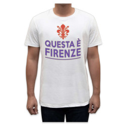 T-Shirt Maglia Maglietta Slogan Fiorentina Questa è Firenze Il Giglio Rosso