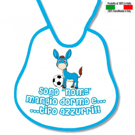 Bavetta Bavaglia Bavaglino bambino personalizzato Calcio Tifoso Napoli Azzurri